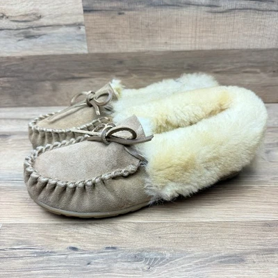 Zapatillas Mocasines L.L Bean Mujer 6M Tostado Malvado Buena Piel de Oveja Zapatos 130484 Foto 1 de 4