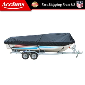 Marine Grade Polyester Canvas 14-24' 600D Trailerable Waterproof Boat Cover - Picture 1 of 15
