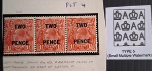 1930 Australia strip 3X2d on 1 1/2d Golden Scarlet KGV stamps Mint/MUH Flaw on P - Bild 1 von 4