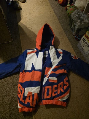 Starter NHL New York Islanders Full Zip Big Logo Hooded Jacket Men's Size M - Image 1 of 4