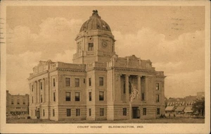 Postal de colección Bloomington Indiana Court House Sepia Albertype enviada por correo 1936 - Imagen 1 de 2