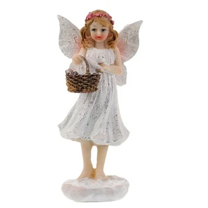 Engel Ornamente Mädchen Blume Fee Harz Statue für Gräber Schreibtisch klein - Bild 1 von 12