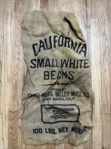 Burlap Potato Sack Santa Maria California Baby Lima Beans Chase Railroad Bag - Picture 1 of 7