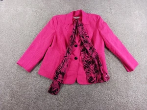 Le Suit 18W Womens Jacket Pink 2 Button W/ Tie Lined Polyester  - Picture 1 of 11