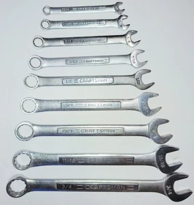 Vintage Craftsman 9pc Combo Wrench Set VV Series Mixed USA & BF Japan Molybdenum - Picture 1 of 6