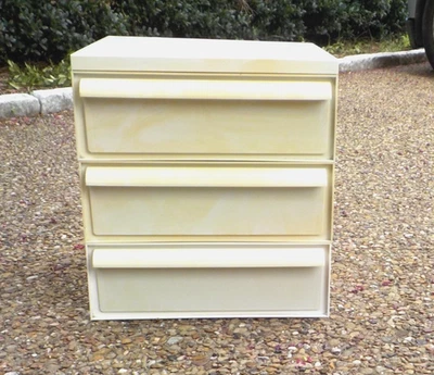 Vintage 3 Drawer KARTELL Modern Plastic Stacking Simon Fussell Off White-Beige - Image 1 of 4