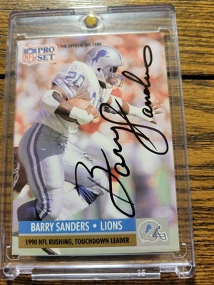 Juego profesional 1991 - Líder de la liga Barry Sanders #10. Auto Foto 1 de 2