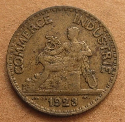 Moneda de 50 céntimos Francia 1923 VF-EF - circulada - Commerce Industrie Foto 1 de 2