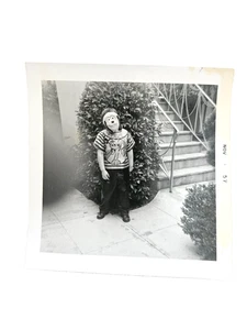 Vintage Original B&W Photograph Boy In A Goofy Halloween Costume 1957 - Picture 1 of 6