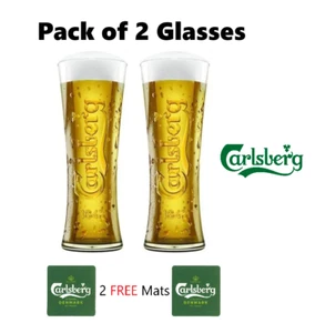 Carlsberg Pint Gläser (2 Stück) 20oz Carlsberg Tall Bierglas Nucleated Neu - Bild 1 von 19