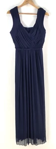 Wendy Ann maxi formal ball gown dress aus 14 navy blue sleeveless stretch 112308 - Picture 1 of 10