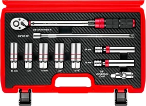 Set 10 pezzi presa candela 3/8" con chiave dinamometrica a scatto 72 denti magneti - Foto 1 di 12