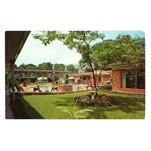 Baton Rouge LA Motel Metz & Restaurant Pool People Vtg Louisiana Postcard  - Bild 1 von 2