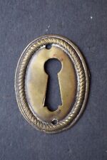 Reclaimed Regency Brass Cabinet Door Escutcheon vintage key hole lock surround