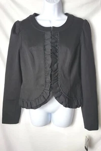 I.N.C. International Concepts Women L Black Ruffle Blazer Dress Jacket Rayon NWT - Picture 1 of 5
