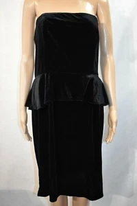 Vestido Donna Morgan Terciopelo Negro Talla 12 Peplum - Imagen 1 de 7