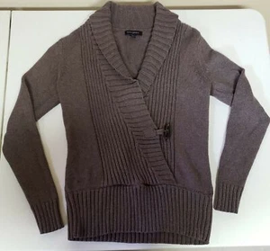 Banana Republic Womens X-Small XS Grey Faux Wrap Toggle Sweater Cotton Blend - Picture 1 of 6
