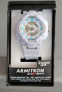 NIB Armitron Pro Sport Digital Analog Watch Silver Tone Light Purple Silicone - Picture 1 of 10