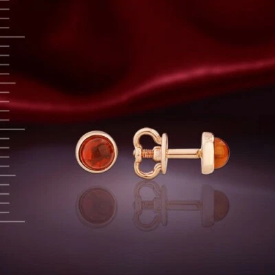  Pendientes oro rosa 14k/585 ámbar báltico atornillado 12 х 5 mm nuevos con etiquetas Foto 1 de 2