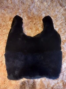 Zara Faux Fur Bag Navy & Black - Picture 1 of 6