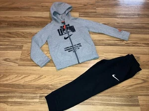Nike Lebron James Zip-Up Hoodie Kid Size Xs Out Fit Nike Pants Size 7 Large - Picture 1 of 5