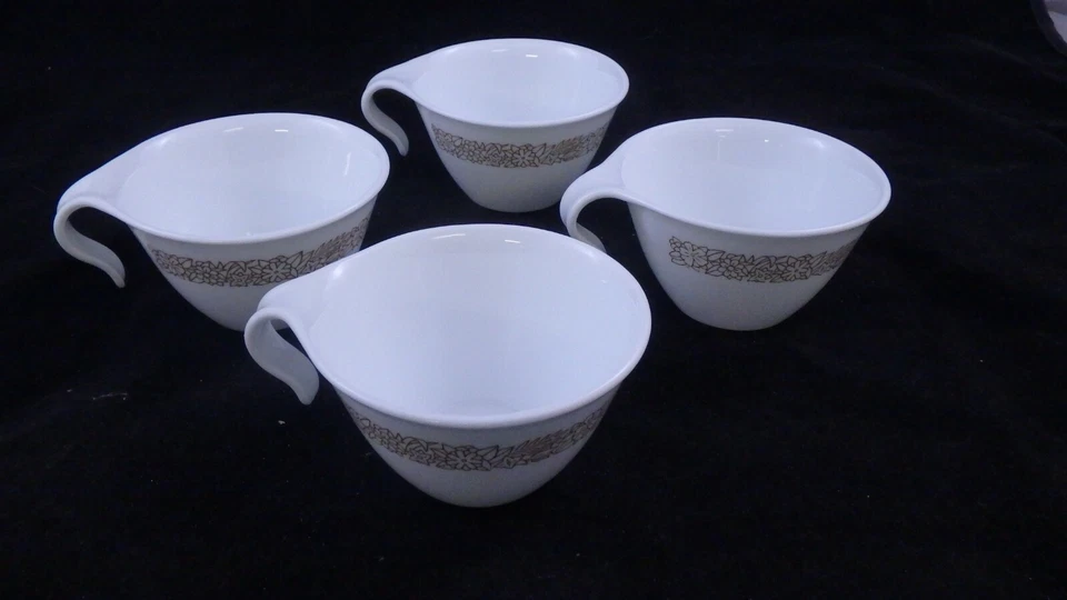 Lot De 4 Vintage Bois Marron Corelle Crochet à Poignées Café Thé Tasse / Tasse - Photo 1/4