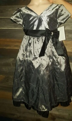 2T Crayon Girls Dress Fancy Silver Flower Girl Pageant Daughter Dance Occasion - Photo 1/2