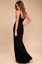 LULUS women's Infinite Glory Black Maxi Dress Size S