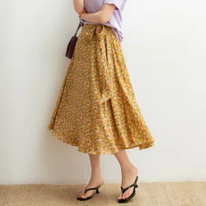 Dama Vintage Falda Floral Cintura Elástica Moño Línea A Flores Medio Vestido Informal - Imagen 1 de 15