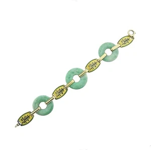 Art Deco Gold Jade Enamel Bracelet - Picture 1 of 4