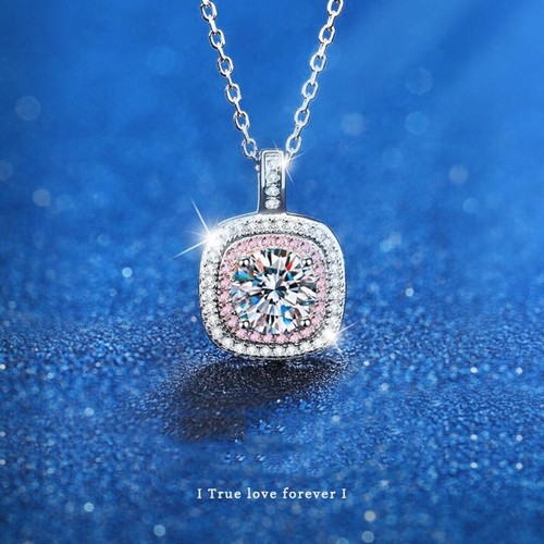 VETEMENTS Ciondolo Cubo di Zucchero Moda Argento Sterling 925 Solor VS1 Moissanite 1CTD