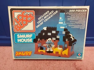 Vintage Loc Blocs Smurf House By Entex Smurf House Building Set *INCOMPLETE* - Picture 1 of 6