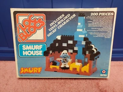 Vintage Loc Blocs Smurf House By Entex Smurf House Building Set *INCOMPLETE* - Image 1 of 4