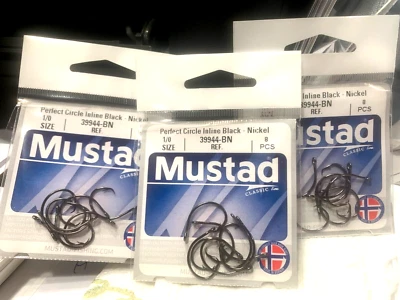 MUSTAD CIRCLE HOOK-39944-BN-1/0 SIZE-3PACK(8EACH) CIRCLE HOOK-POINT BENT IN - Image 1 of 4