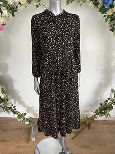 Womens Joules Maxi Dress Size 8 10 12 16 Clara Black Jersey Star Print Button Up - Picture 1 of 16