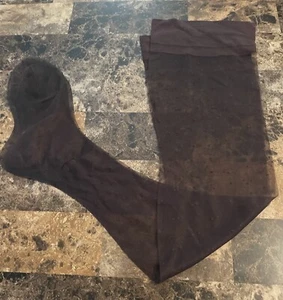 VINTAGE SHEER BROWN / BLACK POLKA DOT STOCKINGS / NYLONS! SIZE MED - Picture 1 of 2