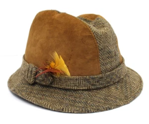 DOBBS Fifth Avenue New York Wildleder Wolle Tweed Feder Fedora Hut Größe 7 1/4 - Bild 1 von 8