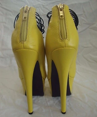London Trash Ceres Leather Stiletto High Heel Platform Shoes Size 6 Yellow - Image 1 of 4