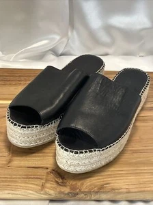 VAGABOND Women's Black Leather Jute Platform Sandals Shoes Sz 38 - US 7.5 - MINT - Picture 1 of 7