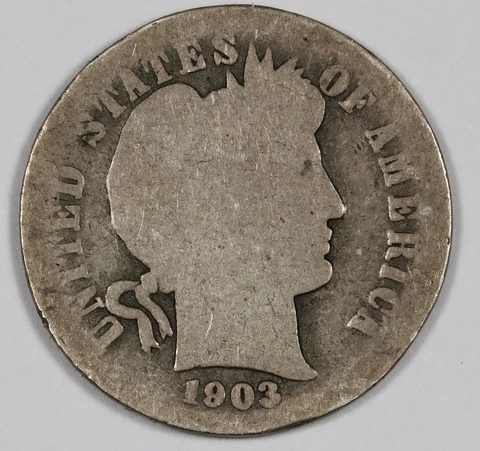 1903-s Barber Dime.  Circulated.  187457 Cover
