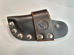 GENUINE LEATHER QUICK-DRAW SHEATH for BUCK 110+ FOLDING KNIFE - BLACK/BROWN - Picture 1 of 6