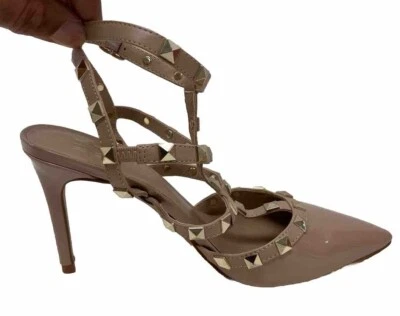 👀 Preciosa mezcla con tachuelas No. Sandalias de 6 Tacones Rockstud Zapatos de salón rellenos de 3 correas 7,5 m Foto 1 de 4