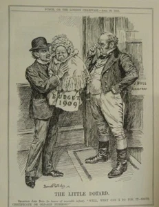 7x10" Punch Cartoon 1910 THE LITTLE DOTARD Budget 1909. lloyd george - Bild 1 von 1