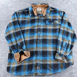 Legendary Whitetails Shirt Mens 2XL Blue Brown Plaid Buck Camp Flannel Workwear - Picture 1 of 7
