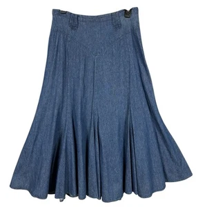 Vintage Circle T Marilyn Lenox 11/12 Godet Midi Denim Rock Flare Western Reitsport - Bild 1 von 12