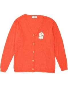 VINTAGE Womens Cardigan Sweater UK 14 Medium Orange Wool CA07 - Imagen 1 de 3