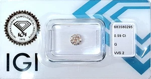 Diamante natural con certificado IGI 0,59ct G / VVS 2 / 5,55mm redondo brillante - Imagen 1 de 8