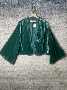 New Free People Velvet Bed Everglade Green Viscose Jacket Size S - Picture 1 of 10