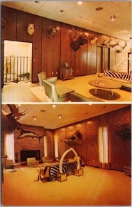 c1960s BOWMAN, North Dakota Postcard "GAME ROOM, FIRST NATIONAL BANK" Taxidermy - Picture 1 of 2