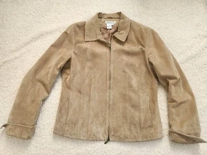 Coldwater Creek Suede Jacket 100% Leather Size Medium Tan Camel Coat Western - Picture 1 of 8